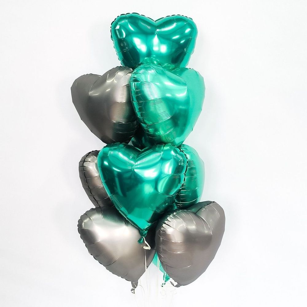 Шар (19''/48 см) Сердце, Мистик, Платина, Сатин, 1 шт.