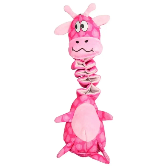 Игрушка Mr.Kranch для собак Жираф с карманами под лакомство 36 см розовая