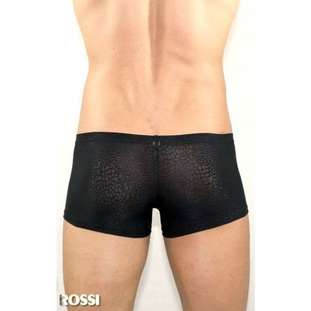 Мужские трусы хипсы черные в узорчатую сетку виде змеиной чешуи Romeo Rossi Snake Black Boxer RR00204