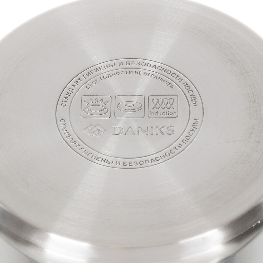 Кастрюля нерж, 5.8 л, с крыш, Daniks, Бонн, GS-01319-24CA, индукц
