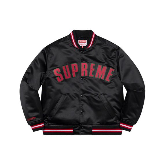 Supreme Week 8 x Mitchell &amp; Ness Satin Varsity Jacket