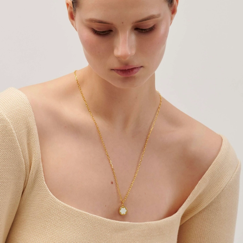 Колье Золотая Незабудка – Белое