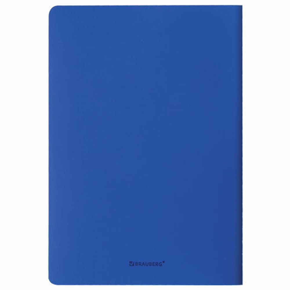 Тетрадь 48 л. в клетку обложка кожзам SoftTouch, сшивка, A5 (147х210мм), СИНИЙ, BRAUBERG RAINBOW, 403876