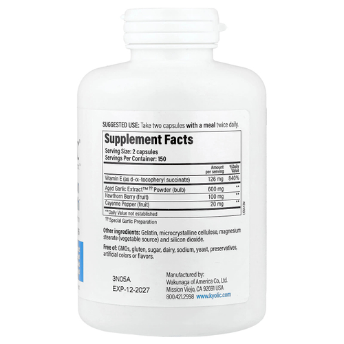 Kyolic, Экстракт Выдержанного Чеснока без запаха, Формула 106, 300 капсул