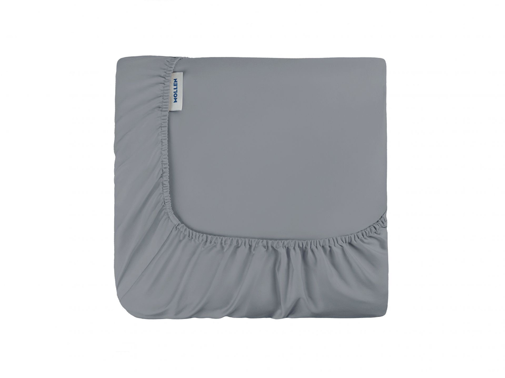 Простыня на резинке 140х200х30 Mollen серебристо-серая