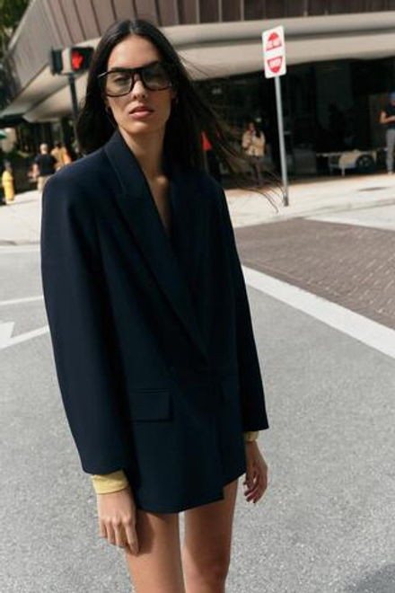 ZARA ДВУБОРТНЫЙ БЛЕЙЗЕР ОВЕРСАЙЗ, МОРСКОЙ СИНИЙ