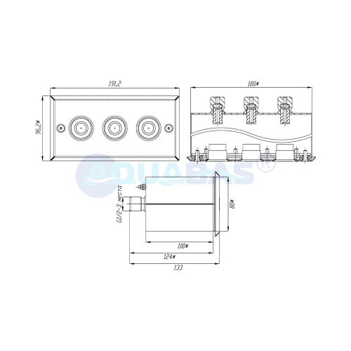 АД.02.3-01 Адаптер для трех сенсорных пьезокнопок ПК.01 пленка (прямоугольная лицевая)
