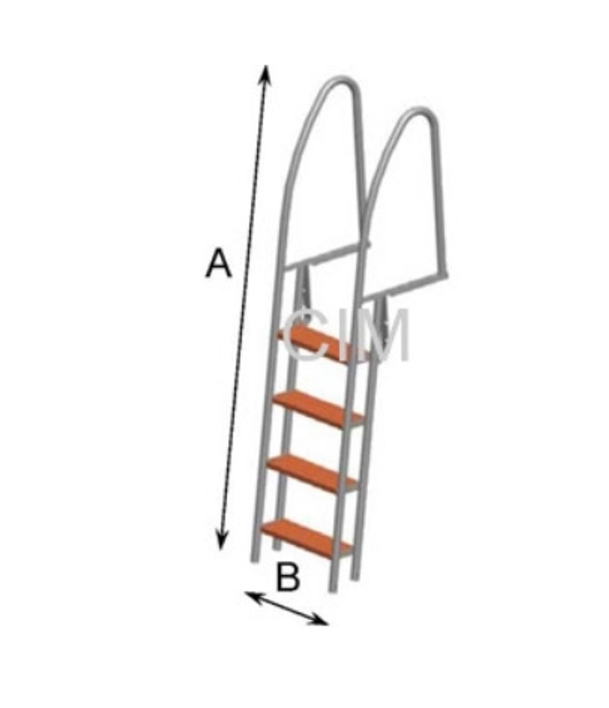 Трап для пристани с поручнями CIM, 4 ступени, L = 188см, Н = 45 см