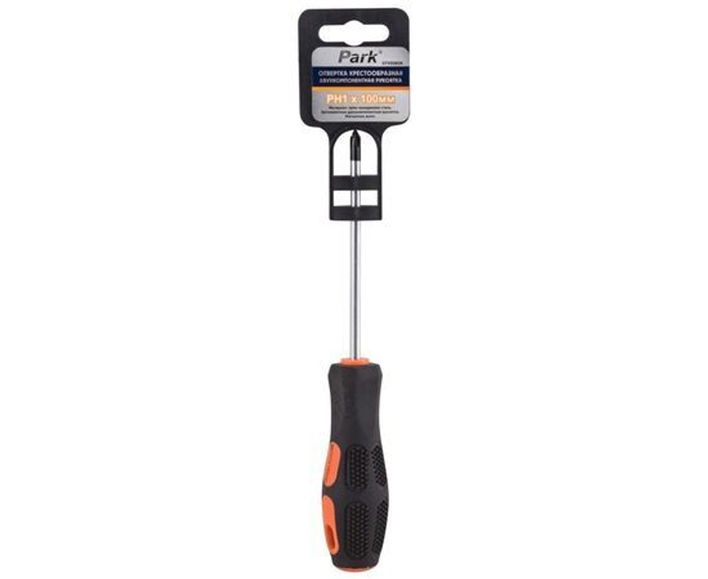 Крестообразная отвертка Park PH1 X100мм двухкомпонентная рукоятка OTV008DK 356008