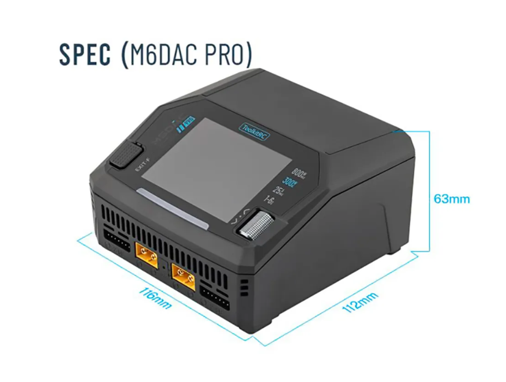 Зарядное устройство ToolkitRC M6DAC V2 PRO (двухканальное, AC/DC, 200/800 Вт)