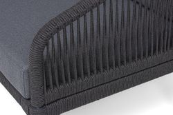 "Канны" лаунж-зона 4-местная (разборная) из роупа со столиком "Диего" цвета "серый гранит", роуп темно-серый круглый, ткань темно-серая