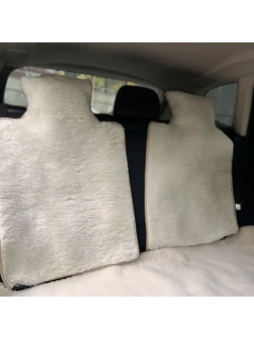 Меховая накидка на заднее сиденье белая силикон
