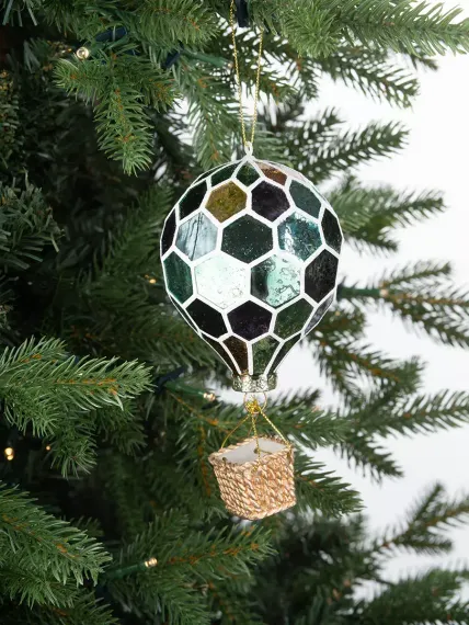 Винтажная стеклянная подвеска Воздушный шар h-16,5 см., 1 шт., зеленый, Karlsbach (12825)