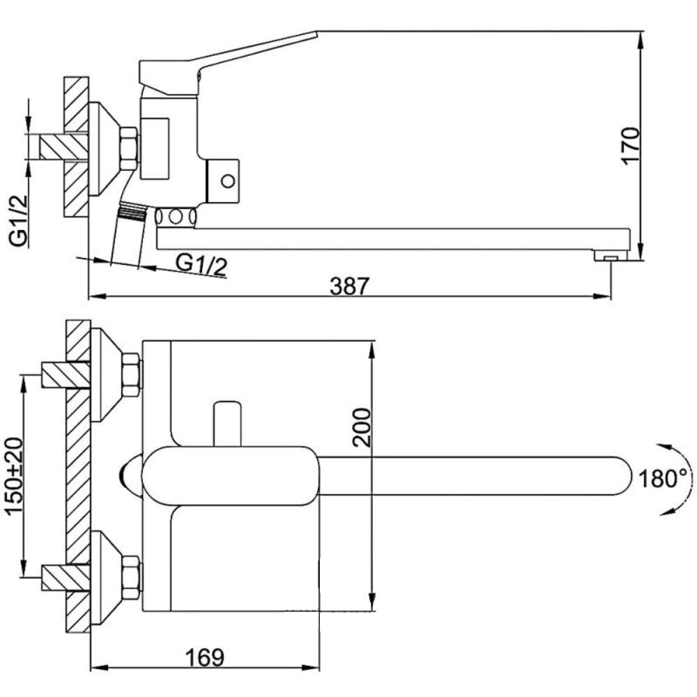 Смеситель для ванны, Frap, с картриджем, хром, F2261
