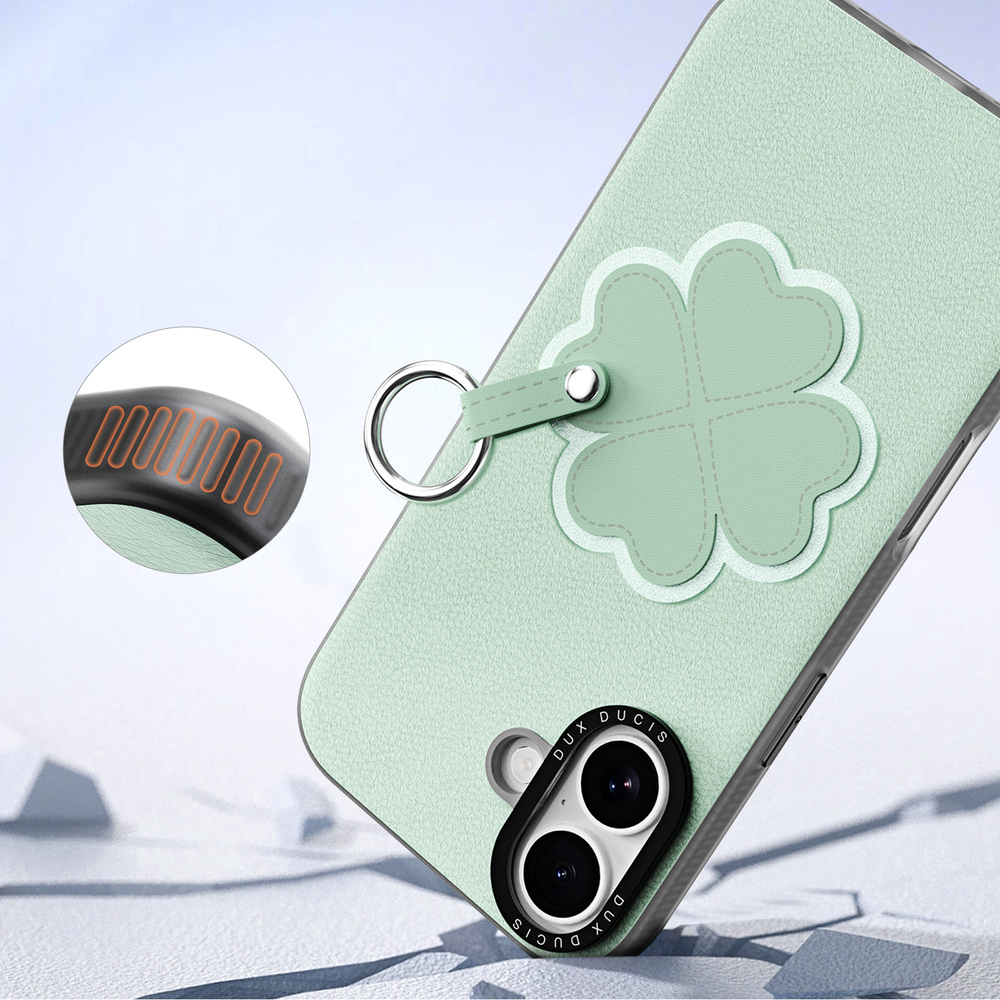 Чехол зеленого цвета (Clover Edition) для iPhone 17, серия Luvy Series Case (со съемным ремешком) от Dux Ducis
