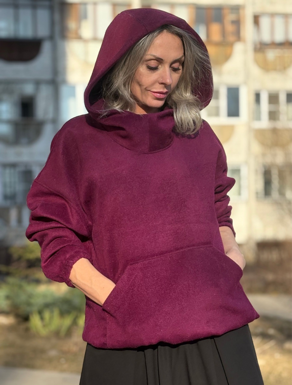 Худи -пальто /фиалка