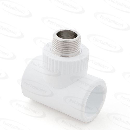 Тройник комбинированный PPR наружная резьба 25х 3/4,  белый, РТП (60/15)