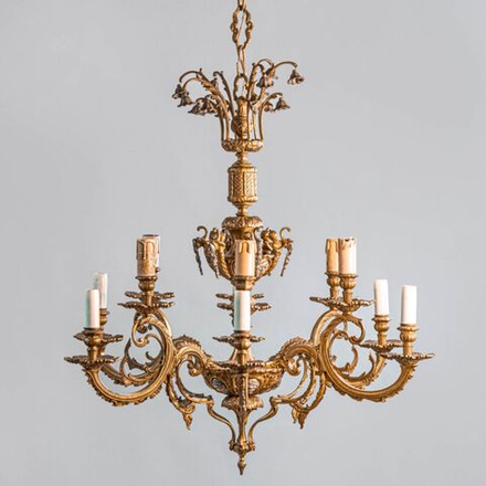 Винтаж: Бронзовая 12-рожковая люстра