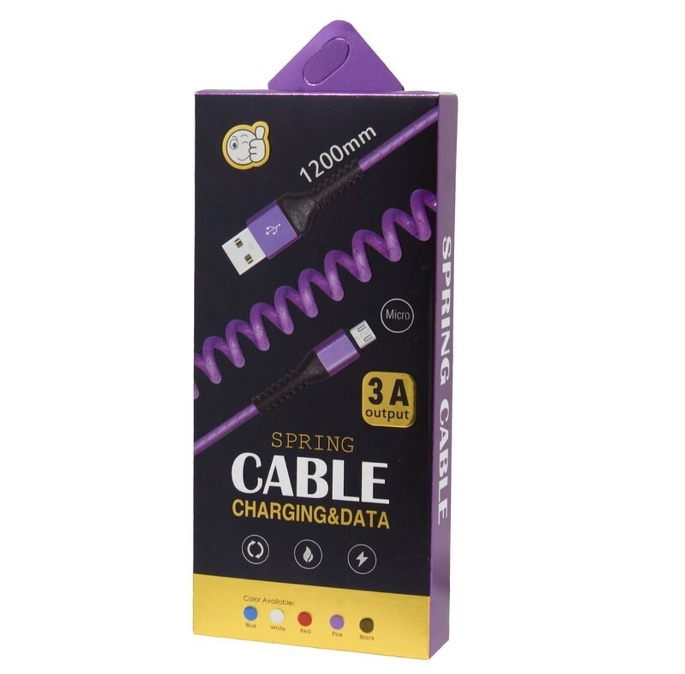 Кабель USB - Micro Spring 2 (черный) 1.2м