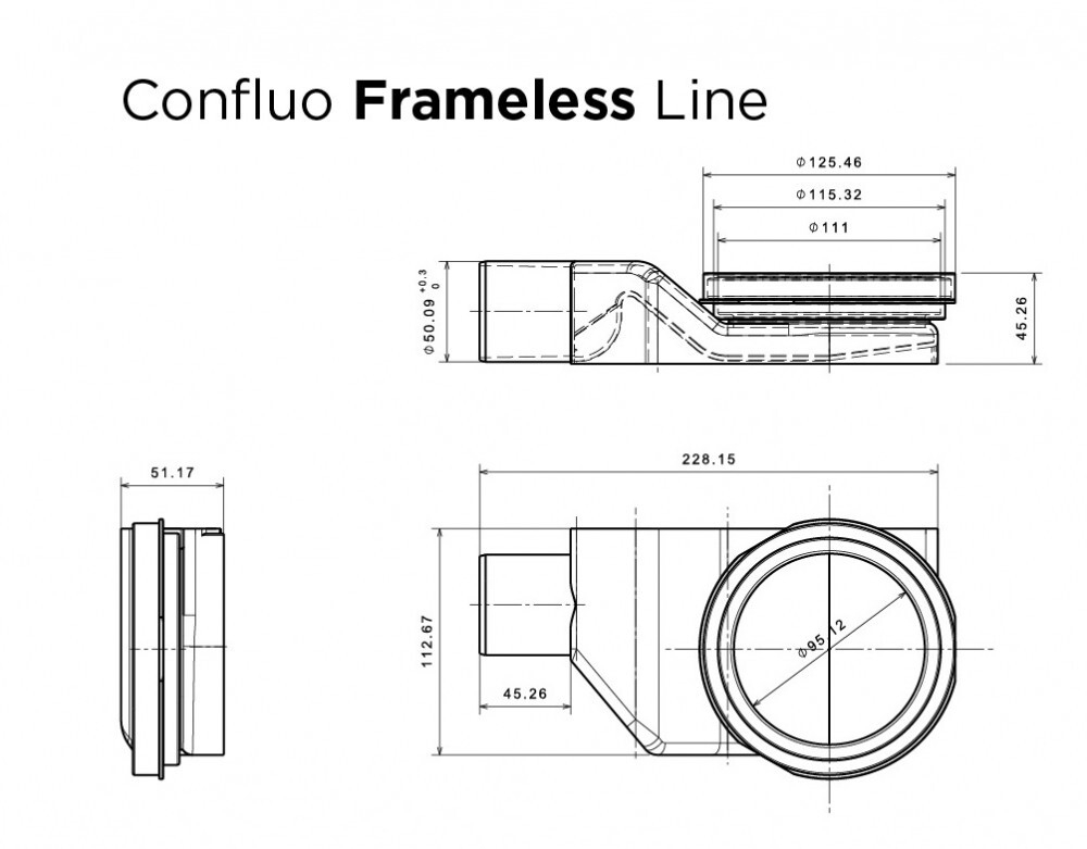 Душевой лоток Pestan Confluo Frameless Line 300 Black Matte