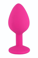 Розовая средняя силиконовая пробка с прозрачным кристаллом (Цвет: розовый)