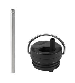 Набор крышка Klean Kanteen TKWide Twist Cap Black, трубочки с ёршиком