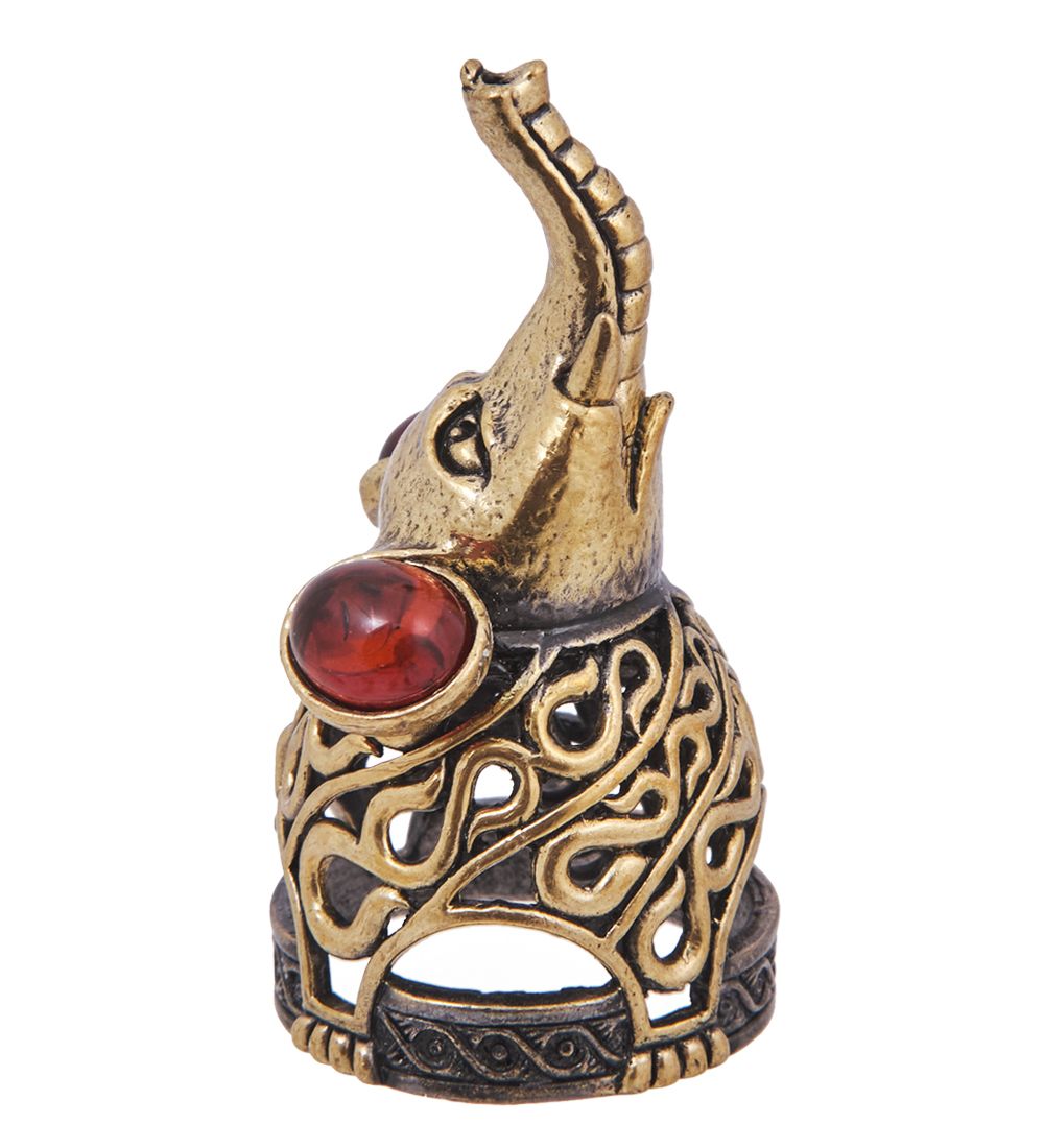 AM-4242 Колокольчик «Слон Ажур» (латунь, янтарь)