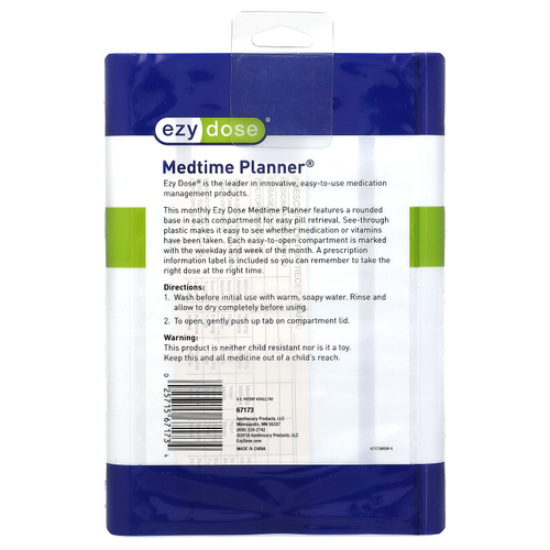 Ezy Dose, ежемесячный ежедневник с округлым основанием, большой, 1 шт.