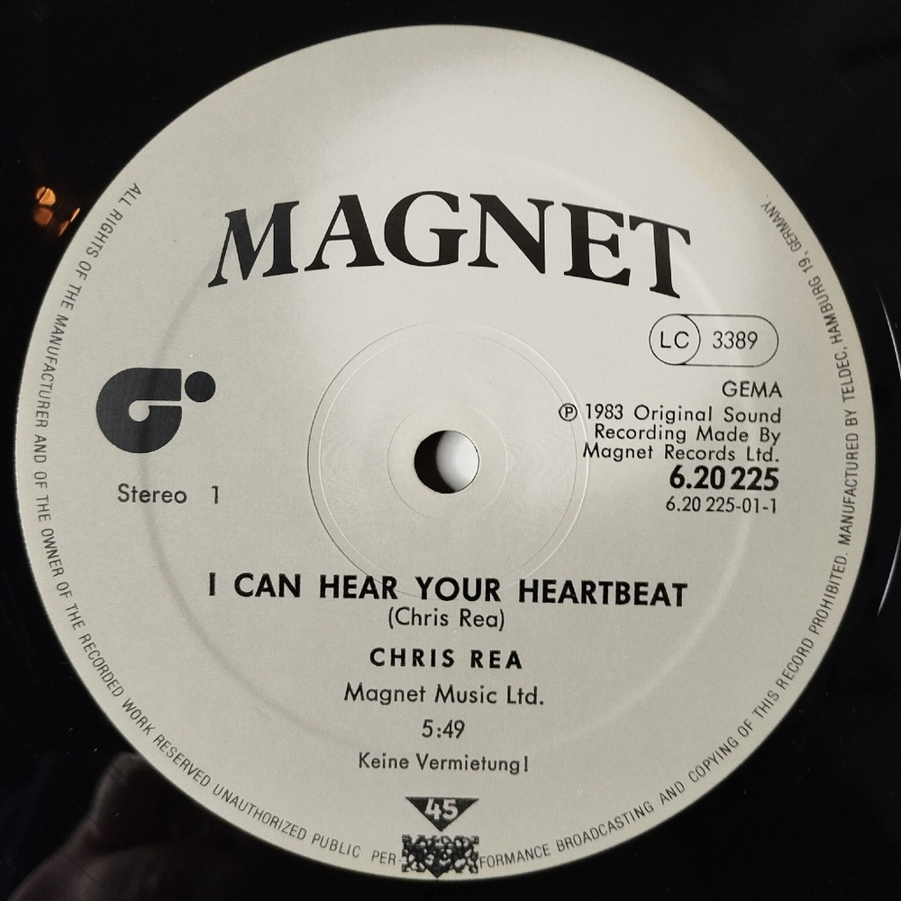 Винтажная виниловая пластинка LP Chris Rea I Can Hear Your Heart Beat (Special Extended Remix) (Germany 1983) Maxi Single 45 RPM