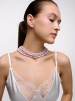 Колье "Yellow cross pink" Silver