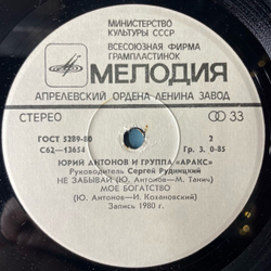 Винтажная виниловая пластинка 7 дюймов (маленькая пластинка) Юрий Антонов и Арак, Я Вспоминаю, Не Забывай, Моё Богатство (СССР 1980)