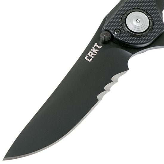 Складной нож "SEISMIC"скл.,ст.1.4116 Stainless Steel,кл.Black PVD Coating серейтор,рук.черн G-10,клипса c клинком из стали 1.4116, рукоять G10