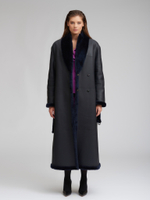 Синяя двусторонняя дубленка из овчины