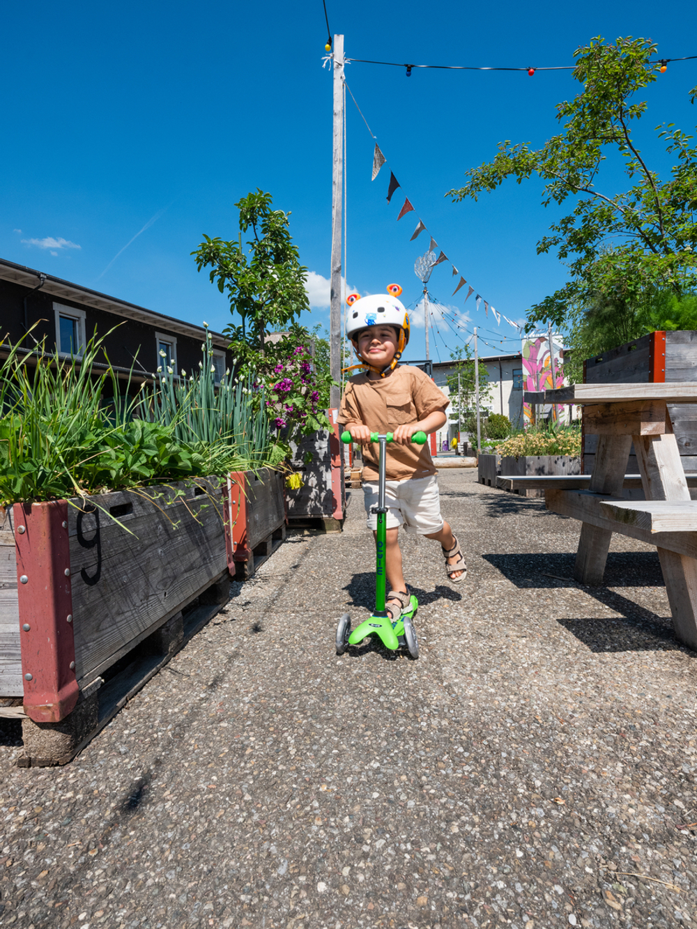 Самокат Mini Micro Deluxe LED Зелёный/синий