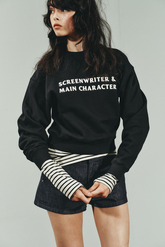 ZARA ТОЛСТОВКА С КОНТРАСТНЫМ ТЕКСТОМ, ЧЕРНЫЙ