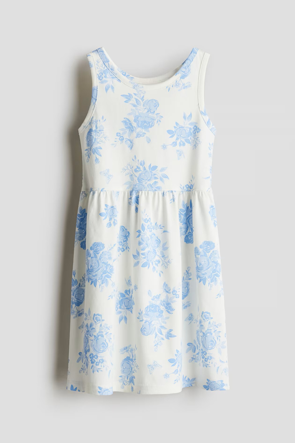 H&M Хлопковое платье с принтом, белый/голубой