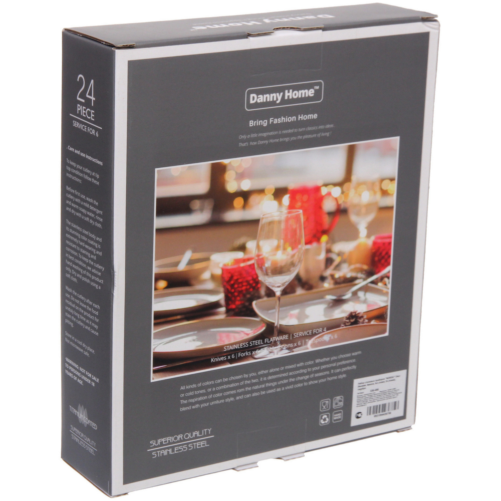 Набор столовых приборов «SOLID» 24шт (6ножей, 6вилок, 6ст.ложек, 6ч.ложек), золото