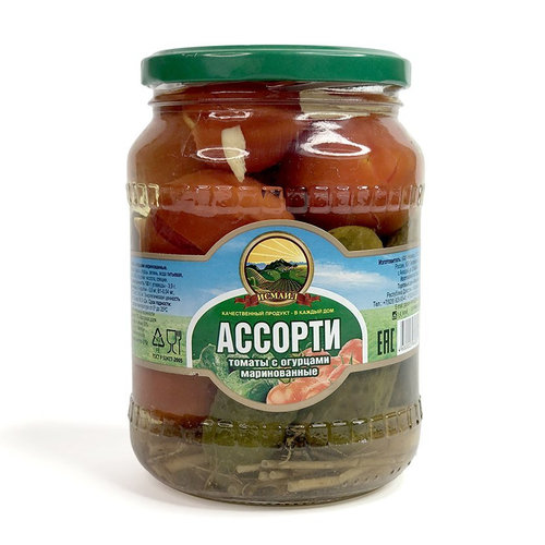 Исмаил Ассорти Томаты с Огурцами Маринованные 670гр