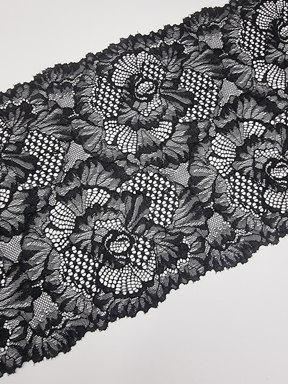 Кружево эластичное чёрное К719