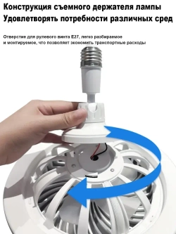 Подвесная люстра-вентилятор с пультом ДУ, E27, 20.5 Вт, LED , 3 скорости, белый
