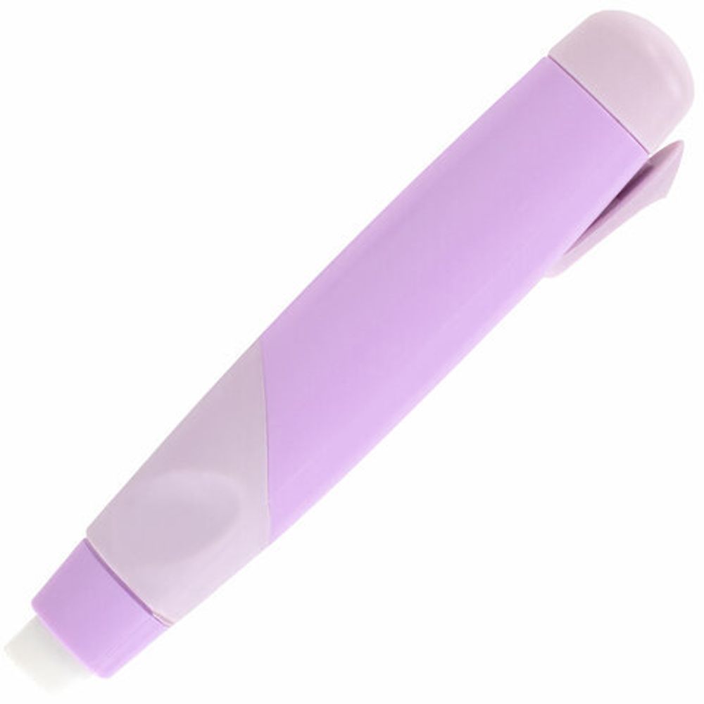 Ластик выдвижной BRAUBERG "REWIND" + 2 сменных ластика, 112х21х24 мм, белый, лавандовый корпус, блистер, 272690