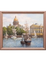 Картина маслом "Вид на Исаакий. Старый Петербург" Воробьев