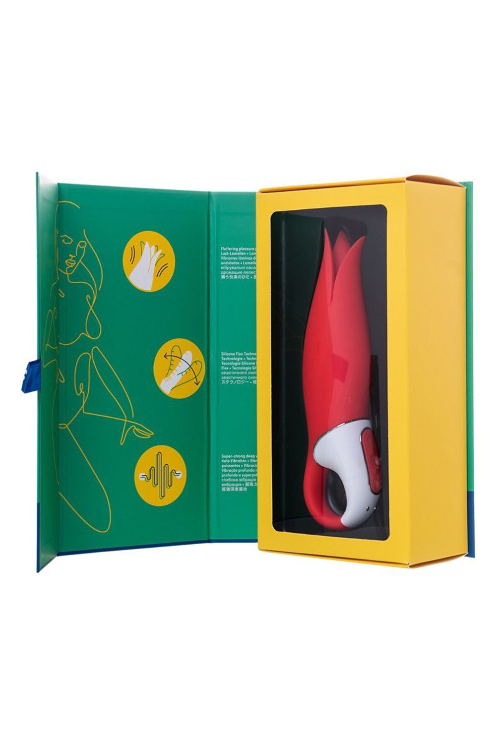 Красный вибратор Satisfyer Power Flower с лепестками - 18,8 см.