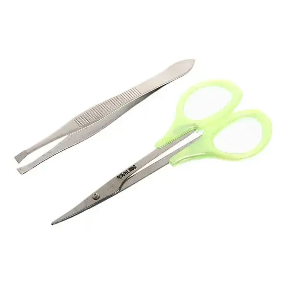 Маникюрный набор на блистере, 2 предмета «Ultramarine» (ножницы с пласт. ручками и пинцет)