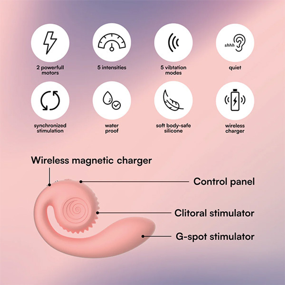Персиковый вибромассажёр SVibe Gizi Snail Peach VG-PP