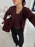 Кардиган из вискозы с шерстью бордовый