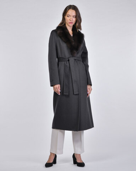 Пальто кашемировое с отделкой из меха баргузинского соболя