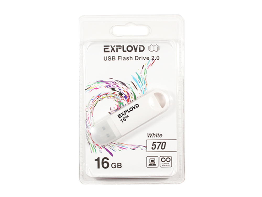 USB Флешка 16GB Exployd 570, USB 2.0, белая