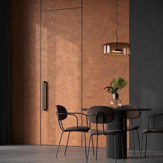 Модель 1AGK кромка серая ночь алюминиевая панель ржавчина в коробке INVISIBLE в интерьере