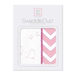 SwaddleDesigns Набор пеленок SwaddleDuo - Mama & Baby Chickies + Chevron, Pink